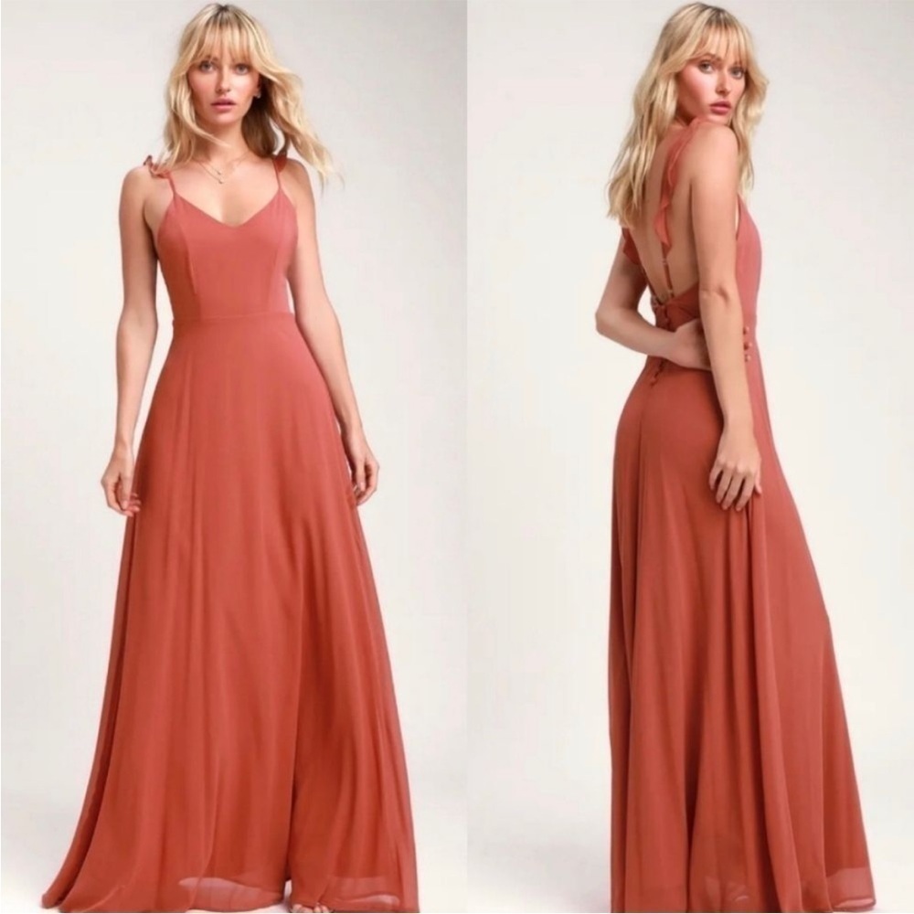 Lulu's Meteoric Rise Maxi Dress Flutter Sleeves A-line Gown